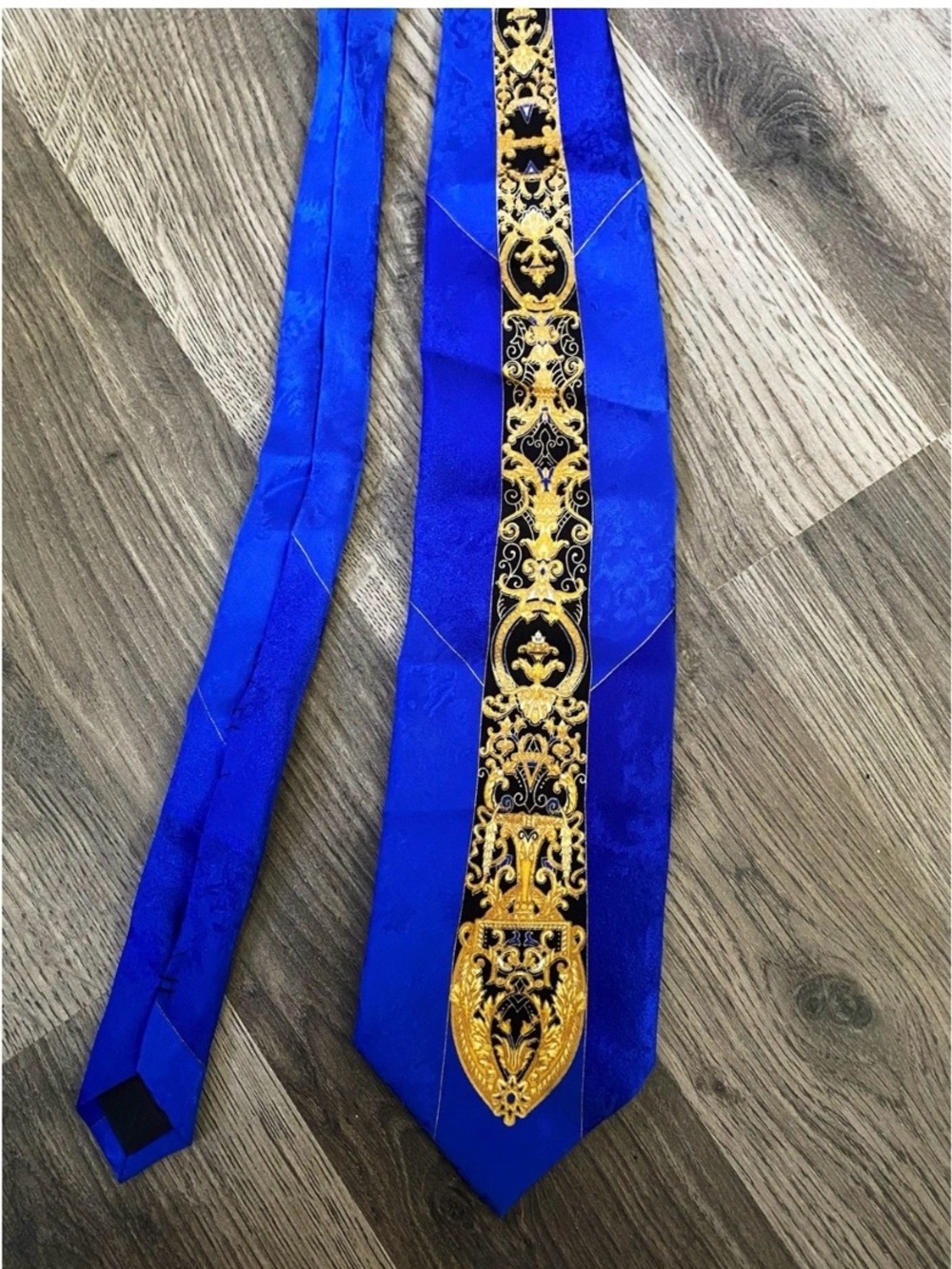 BACHRACH Royal Blue Printed Silk Made In Italy Tie - Picture 3 of 6